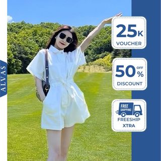 Set liền thân cộc tay ALVAS thiết kế nhún eo thể thao năng động cho mùa hè[B41]