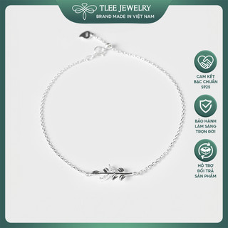Lắc tay bạc nữ tlee cành lá đính đá bạc 925 cao cấp tlee jewelry lt0118