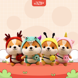 Gấu bông chó shiba cosplay Tazin thú nhồi bông shiba cosplay đeo túi dễ thương