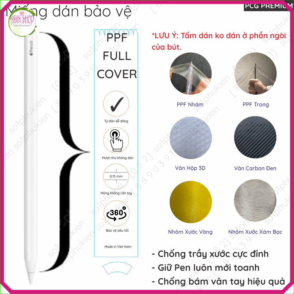 (combo 2 bộ) dán full body Apple Pencil 1/Apple Pencil 2/Apple Pencil USB-C/Pencil Pro giúp bảo vệ b
