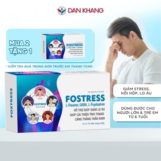 Viên uống giảm stress Fostress Dan Khang giảm lo âu hồi hộp giúp ngủ ngon sâu giấc hộp 30 viên