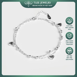 Lắc tay bạc nữ tlee lắc tay kép dây trái tim phồng xinh xắn tlee jewelry lt0119