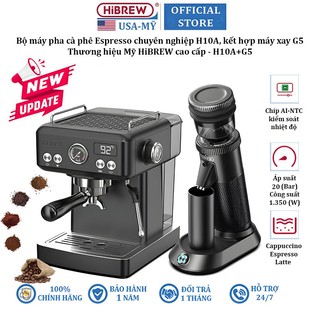  Máy pha cà phê Espresso H10A và máy xay cà phê thương hiệu HiBREW cao cấp - Bảo Hành 12 Tháng 