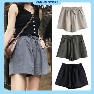 Quần Đùi Nữ Chất Đũi Thắt Nơ Siêu Xinh Kanimi - Quần Short Đũi Nữ Siêu Mát