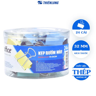 Kẹp bướm màu Flexoffice 32mm FO-DCC04, Set kẹp tài liệu giấy tờ văn phòng sắc màu, kẹp bướm kẹp giấy