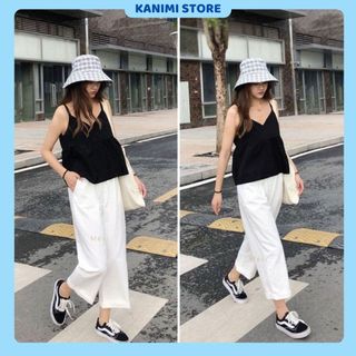 Quần đũi 9 tấc ống rộng lưng chun freesize kanimi - quần sớ đũi 4 màu đũi mát - qd02