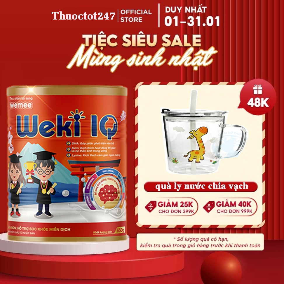 WEKI IQ 650G Sữa Non Phát Triển Trí Não Cho Bé Từ 3 Tuổi Lon 650G, Tăng Tập Trung, Nhanh Nhẹn Hoạt Bát Ở Trẻ