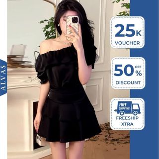 Váy trễ vai ALVAS chân váy bồng xòe sang chảnh tiểu thư
