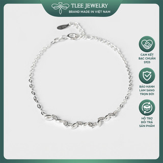 Lắc tay bạc nữ TLEE Foliage lá đính đá nữ tính TLEE JEWELRY LT0121