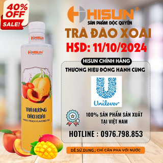 Trà hương đào xoài hisun làm trà trái cây, trà đào xoài chai 1000ml - hsd: 11/10/2024