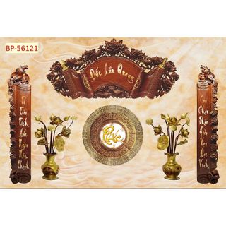  Tranh dán tường 3D vải lụa kim sa chủ đề phòng thờ phòng thờ gia tiên 