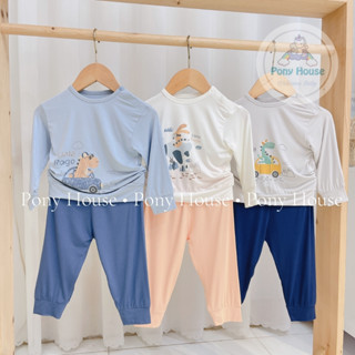 Bộ Quần Áo Dài Tay Uala & Rogo Cài Vai Chất Sợi Tre Bambo Siêu Mềm Mại Cho Bé Trai Bé Gái Size 6-9M Đến 24-36M