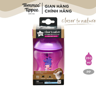 Bình Sữa Ty Siêu Mềm Tự Nhiên Tommee Tippee Closer To Nature 260ml, Núm Ty Của Bình 3-6 Tháng – Tím