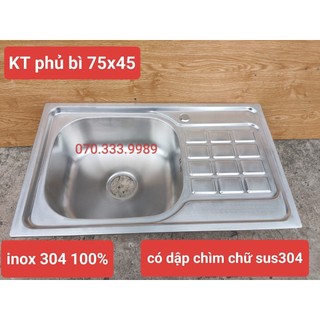 Chậu rửa chén 1 hộc 1 cánh inox kích thước 75x45 inox 304