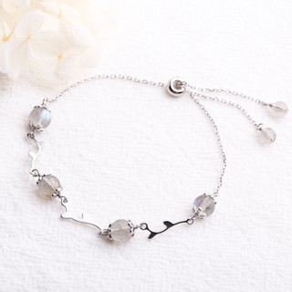 Vòng Tay Bạc Nữ Xinh Xắn Thiết Kế Đơn Giản Đá Hồng Dâu Tây L1774 - Bảo Ngọc Jewelry