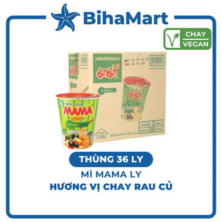 [THÙNG 36 LY] - MAMA - Mì Mama ly hương vị Chay Rau Củ (60g/ly) - Mì ly chay ăn liền Mama, Mì ly Thái Lan chay rau củ