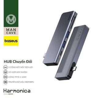 Hub Chuyển Đổi 5-in-1 Baseus Harmonica Type C to USB 3.0, TF/SD Card Reader Vỏ Hợp Kim Cho McBok Pad