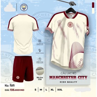 Quần áo đá bóng CLB MC manchester Cyti Trắng Kem