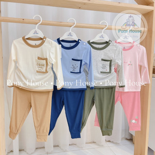 Bộ quần áo dài tay moon cài vai chất petit siêu mềm mịn cho bé trai, bé gái size 6-9m đến 2-3y