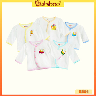 Combo 5 áo sơ sinh cổ tim tay dài babiboo - bb04