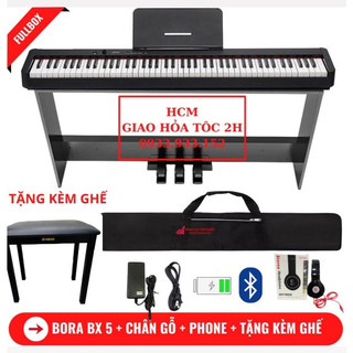 Đàn piano điện bora bx 5 - 88 phím cảm ứng lực+kết nối bluetooth + chân gỗ +tai phone+tặng ghế piano