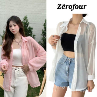 Áo sơ mi nữ voan mỏng tay bồng, áo khoác sơ mi mỏng nhiều màu dễ phối đồ ZEROFOUR