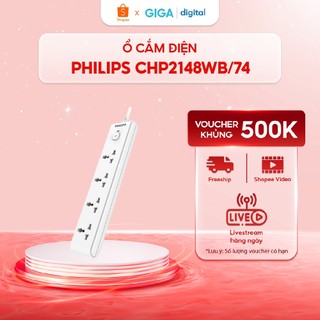 Ổ cắm điện philips chp2148wb/74 - kết nối được 4 thiết bị cùng lúc - công suất 2500w