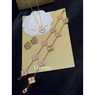   Hàng siêu cấp - Bạc  Vòng lắc tay Hình Bông Hoa cỏ 4 lá cánh đính kim Rosegold - Gemmi Jewelry 