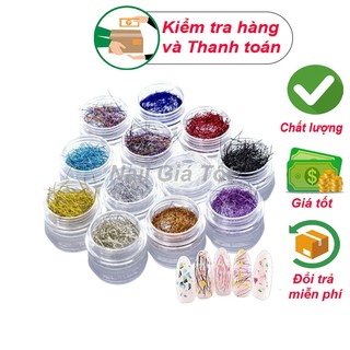 Set nhũ sợi 12 màu trang trí móng nail