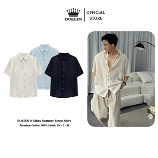 Áo Sơ Mi Kẻ Linen Ngắn Tay Nam Vibes Summer Mặc Thoáng Mát Form Oversize DUKEEN SM057