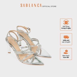 Giày cao gót 10cm quai chéo đính đá sang trọng cao cấp Glittery Strappy Heels SABLANCA SN0004