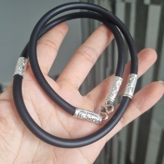 Dây chuyền nam cao su 5 li bọc 4 khúc bạc ta dày, chắn chắn