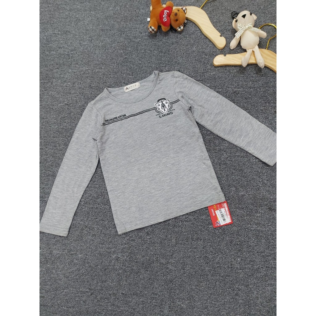 Áo thun tay dài bé trai cổ tròn xám LIONS 1244
