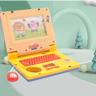 Đồ chơi máy tính laptop có nhạc đèn led màn hình động kèm chuột vui chơi thoải thích - đồ chơi pin cho bé