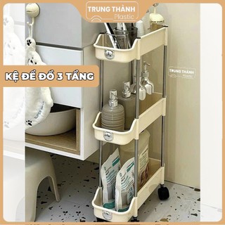 Kệ để đồ 3 tầng có bánh xe dẹt sunmix Trung Thành Plastic