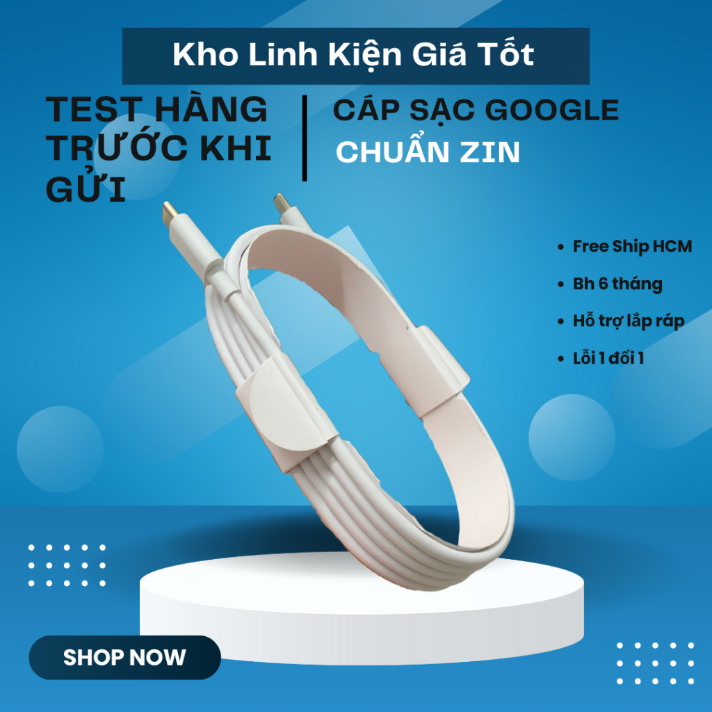 Cáp sạc Type C Google Pixel 60W mới No Box BH 06 tháng