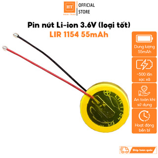 Pin nút Li-ion 3.6V LIR 1154 55mAh cho tai nghe Bluetooth TWS, có thể sạc lại được