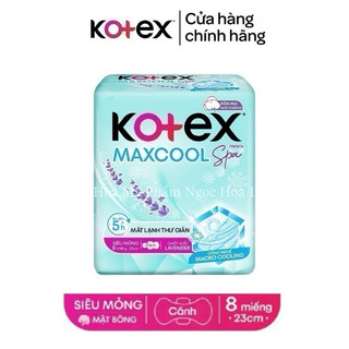 BĂNG VỆ SINH KOTEX MAXCOOL Spa SIÊU MỎNG CÁNH MẶT BÔNG 23cm (1 gói 8 miếng)