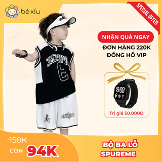 Balo cotton mềm mát SPUREME bộ quần áo thể thao cho bé trai 8-28kg năng động thoải mái by BÉ XÍU KIDS B85