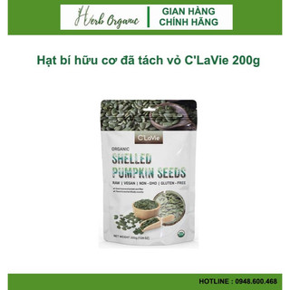 Hạt bí hữu cơ đã tách vỏ c'lavie 200g