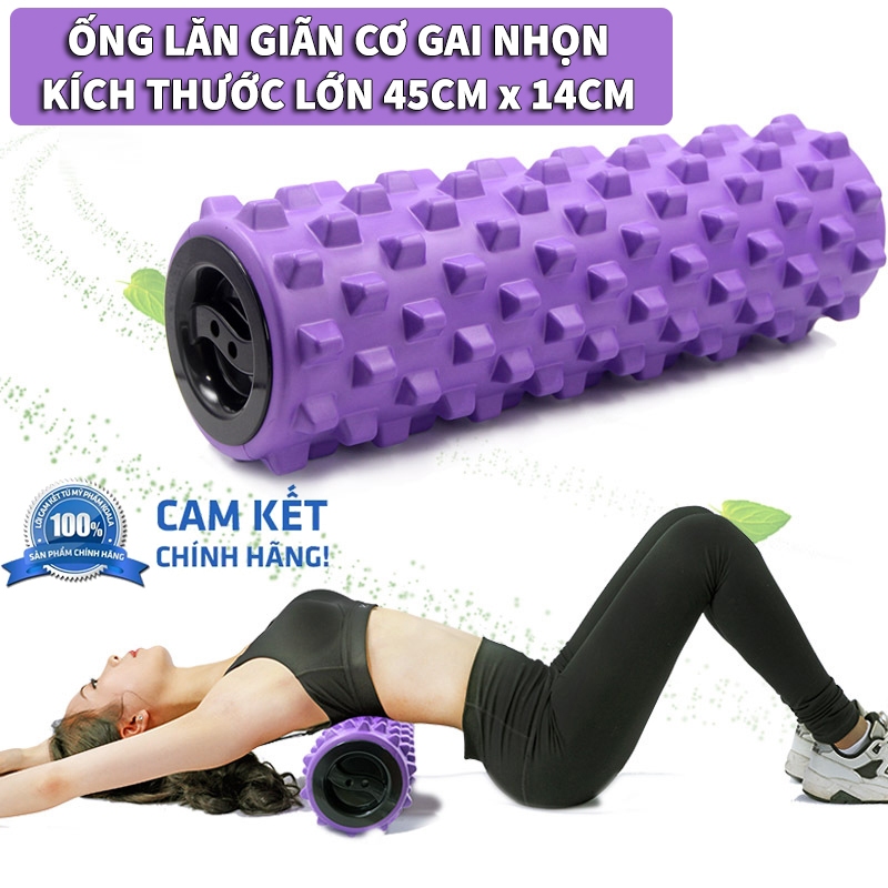 Ống Lăn Giãn Cơ Foam Roller Gai Nhọn 45cm x 16cm – Massage Yoga, Gym, Phục Hồi Cơ Bắp