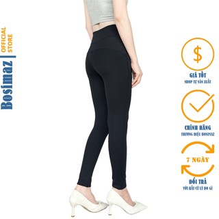 Quần Legging Nâng Mông Bosimaz MS521 dài túi trước màu đen, thun co giãn 4 chiều, vải đẹp dày.