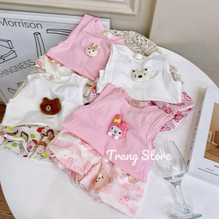 Bộ ba lỗ in hình gấu nổi xinh xắn cho bé gái - Bộ ba lỗ cho bé