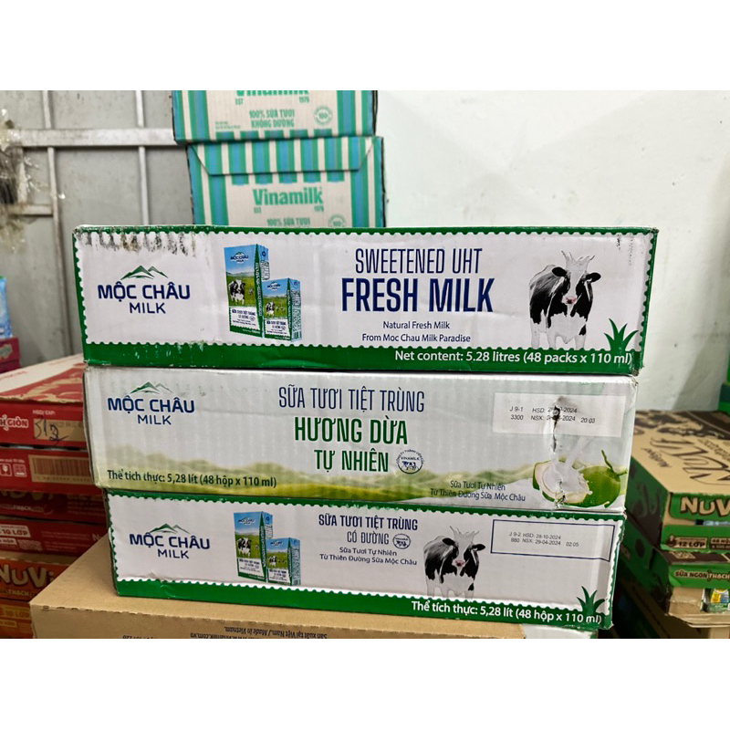 Sữa tươi mộc châu thùng 48 hộp 110ml Có đường / Dừa