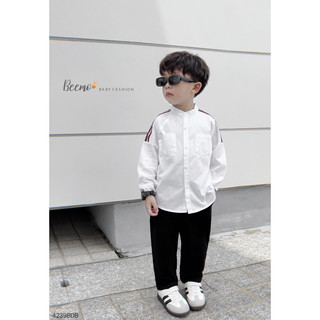 Set sơ mi trắng phối kẻ vai sành điệu, phong cách Beemo 9-23kg
