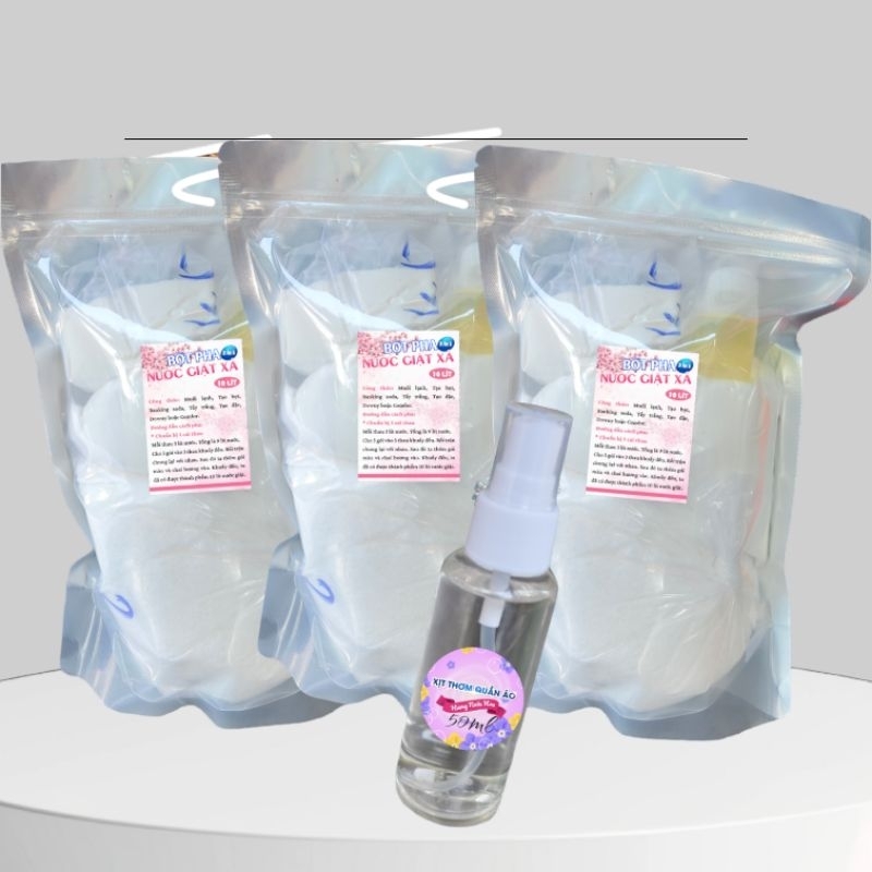 Combo 3 túi pha 10 lít nước giặt ( 30 lít), tặng 1 chai xịt thơm quần áo 50ml