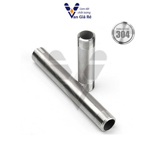 Ống nối 2 đầu ren ngoài inox phi 13, 17, 21, 27, 34, 42, 49, 60