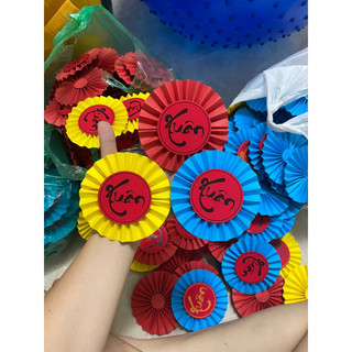 Quạt tròn giấy chữ trang trí quà Tết 12cm