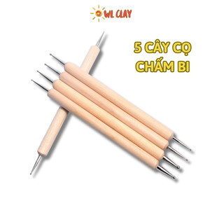 Bộ 5 cây bút chấm bi bằng gỗ dùng để vẽ, 5 cây cọ chấm bi vẽ thủ công handmade DIY làm nail