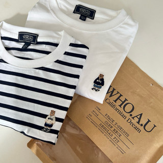 Set áo thun tay ngắn Whoau thêu Steve Bear Chính Hãng